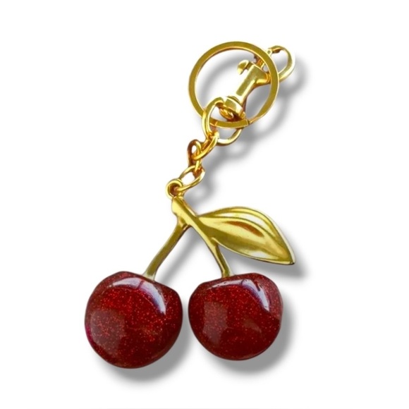 Cherry Keychain with Gold Accents - Picture 1 of 5